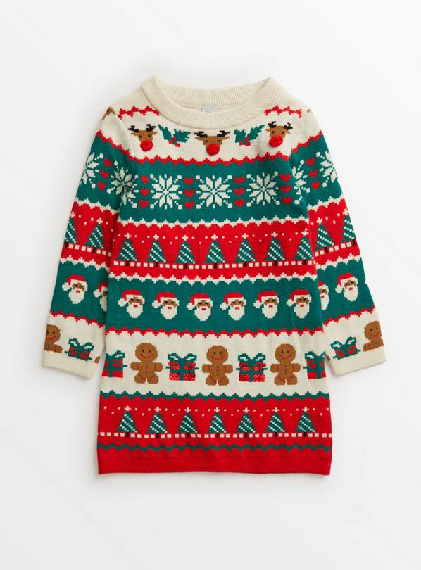 Girls christmas jumper clearance dress